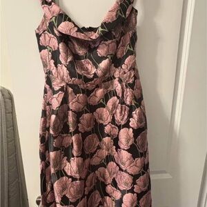 Floral Pink and Black Women's Dress
